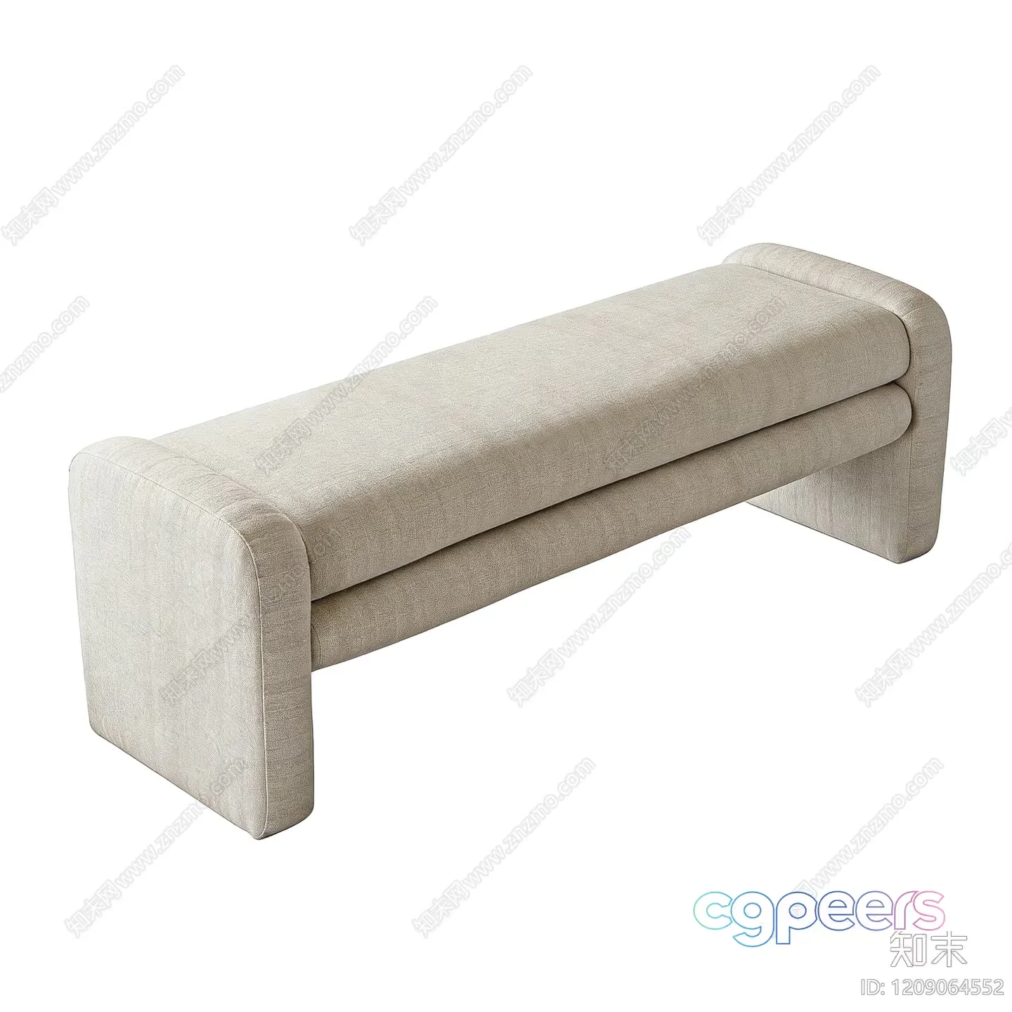 Cozy Beige Bench 3D Model – 16629 – VRAY Render