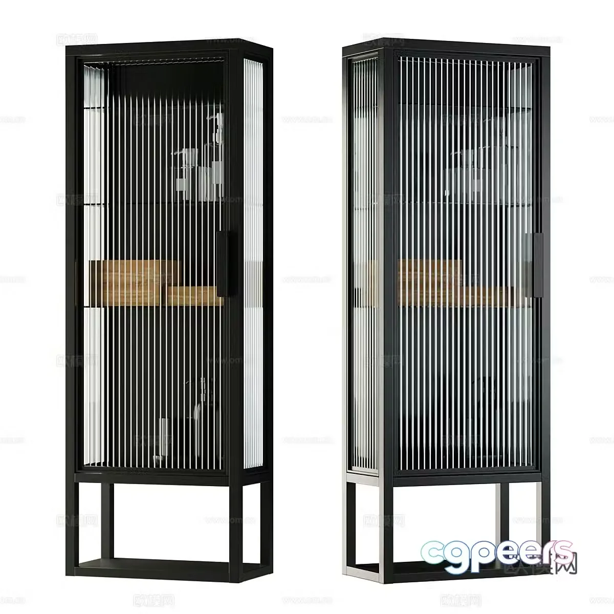 New Chinese style glass wine cabinet 3D model