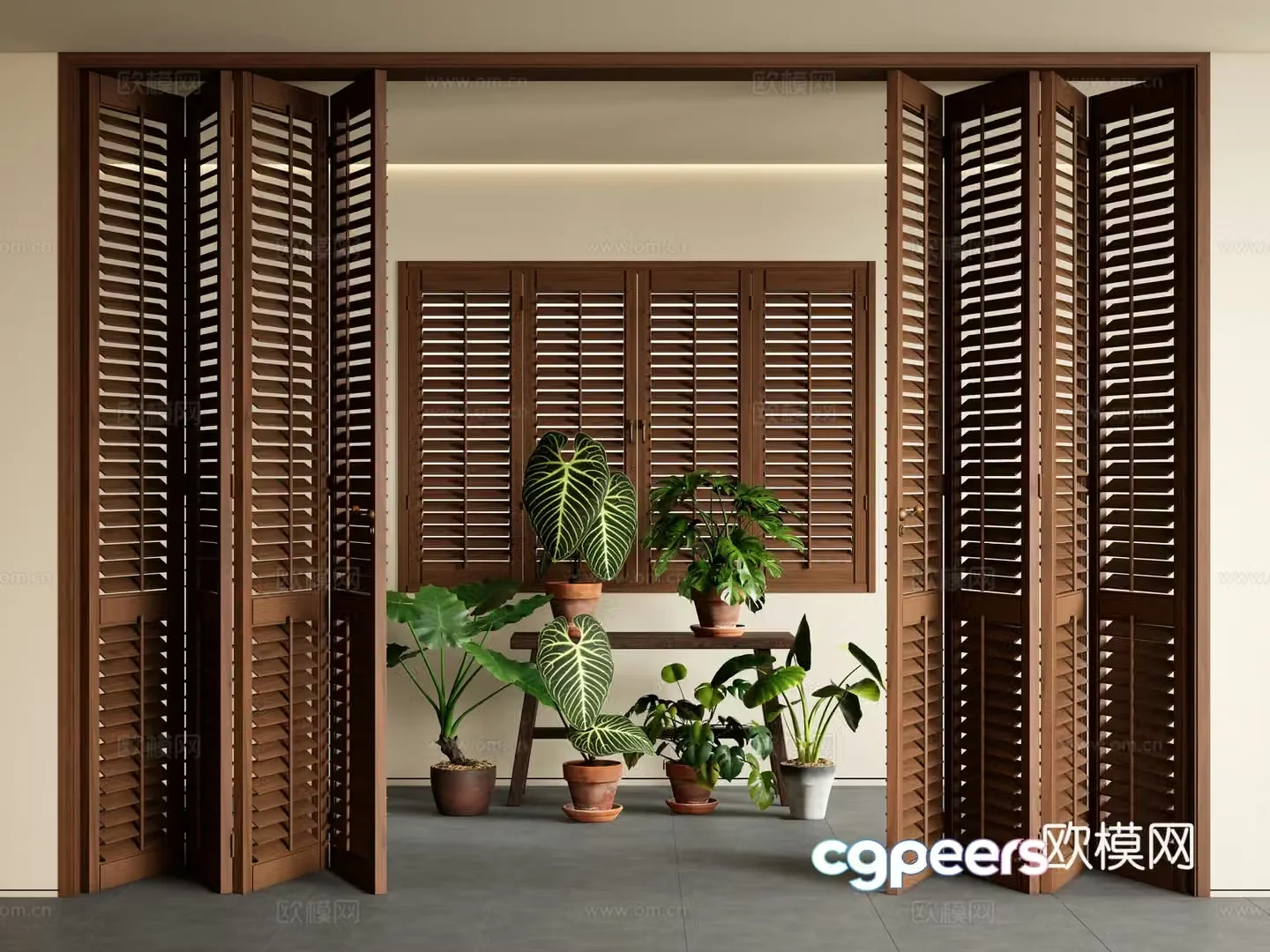 Medieval folding door louvered folding door multiple sliding door louvered door 3D model