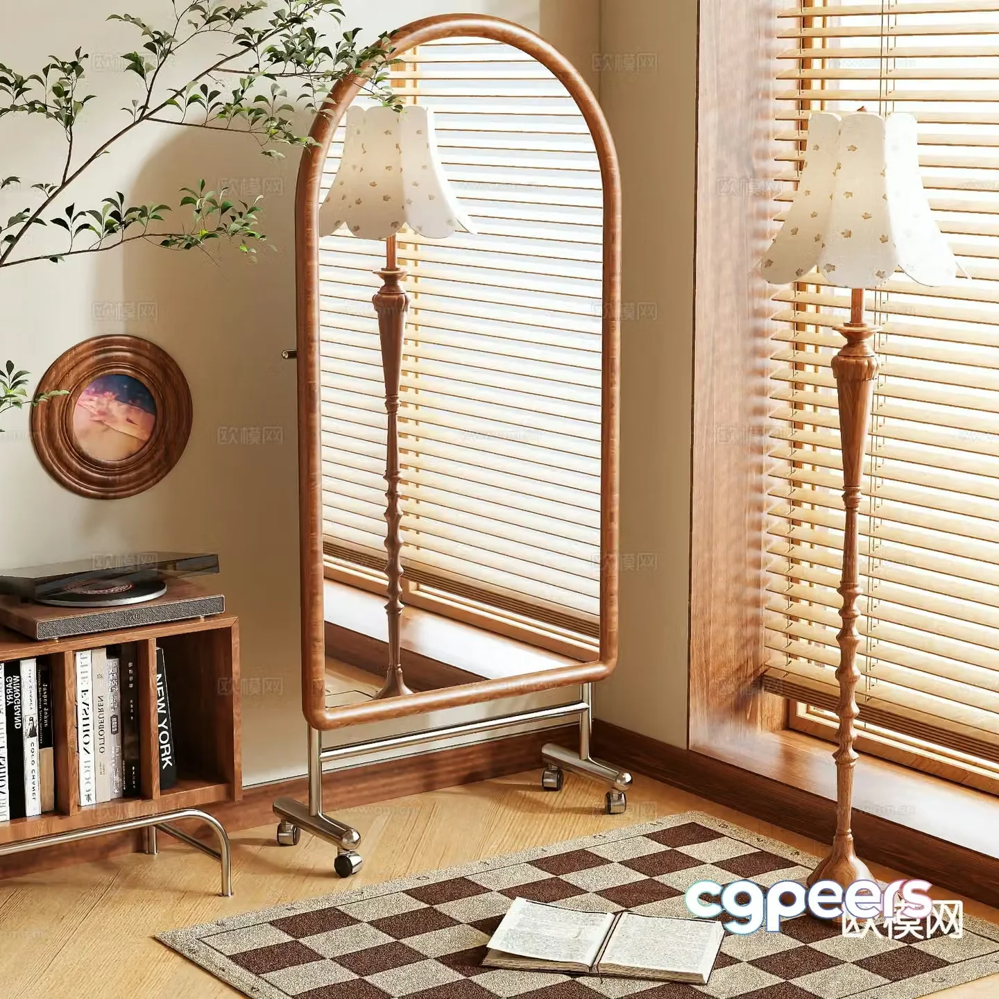 Medieval style mirror floor mirror full body mirror 3d model