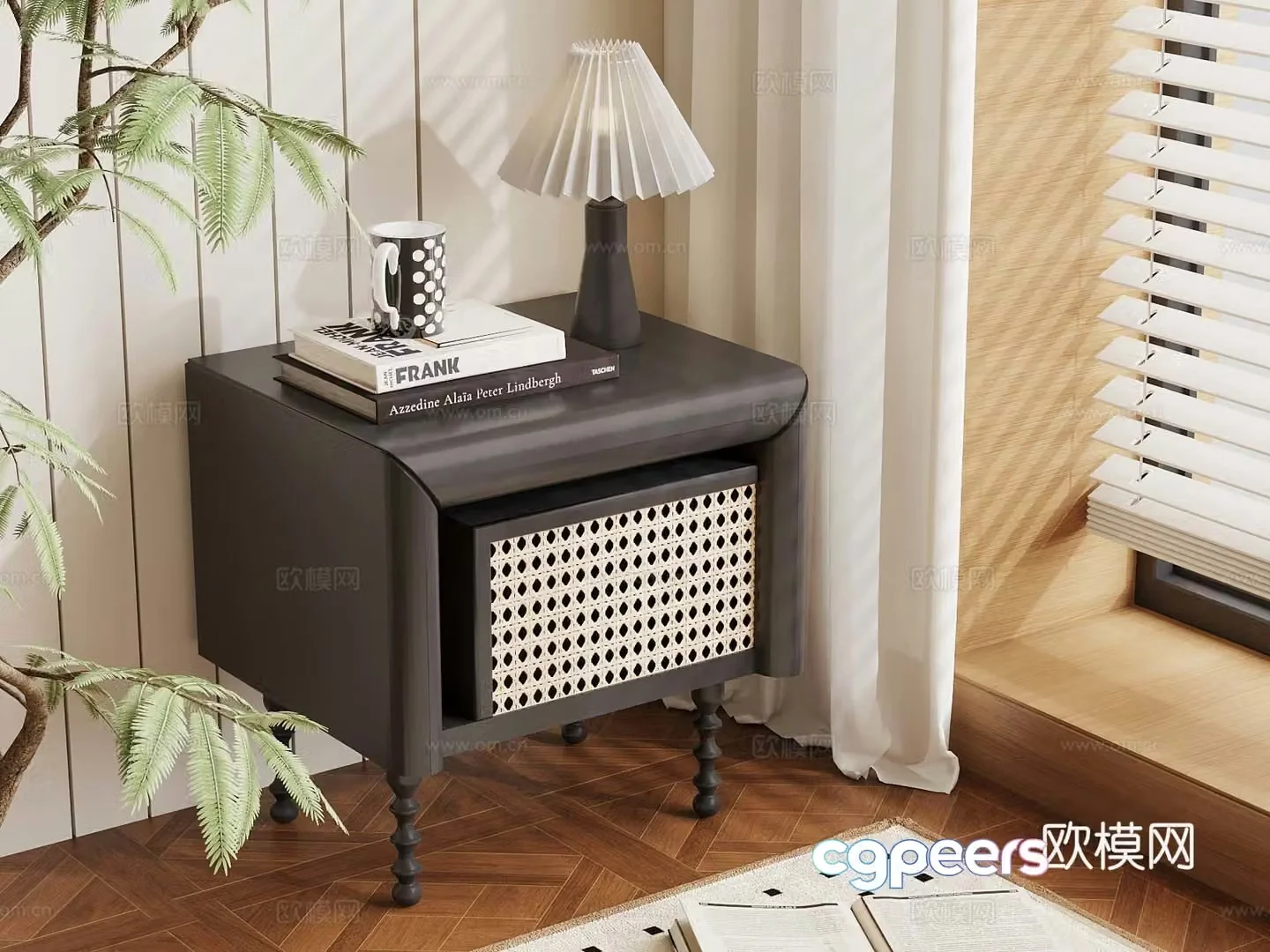 French bedside table lamp 3d model