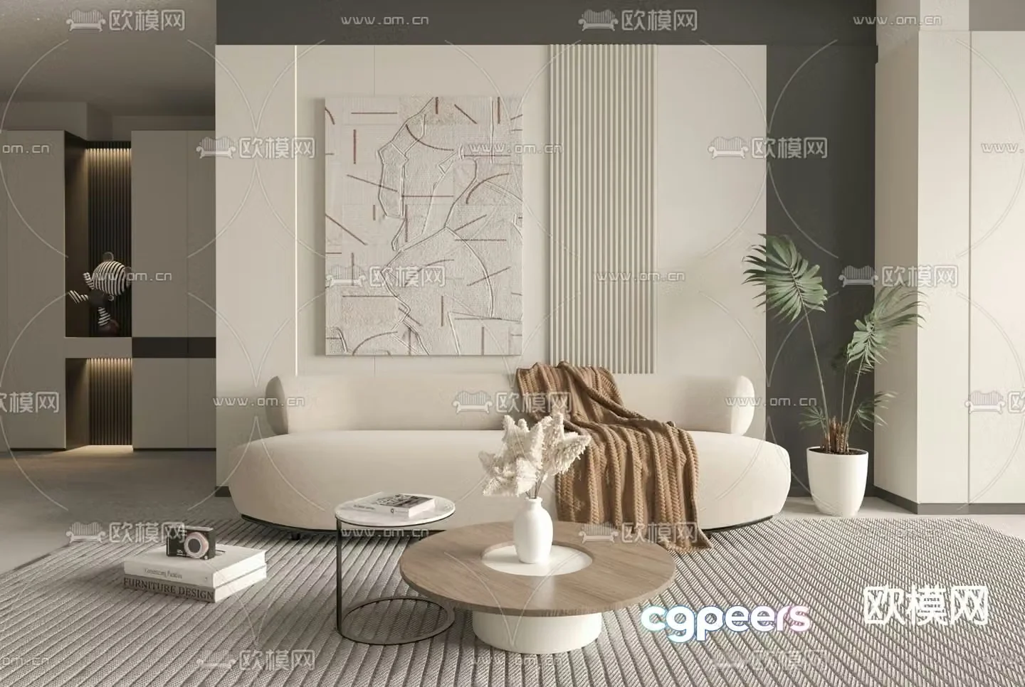 Double sofa upholstered sofa 3d model