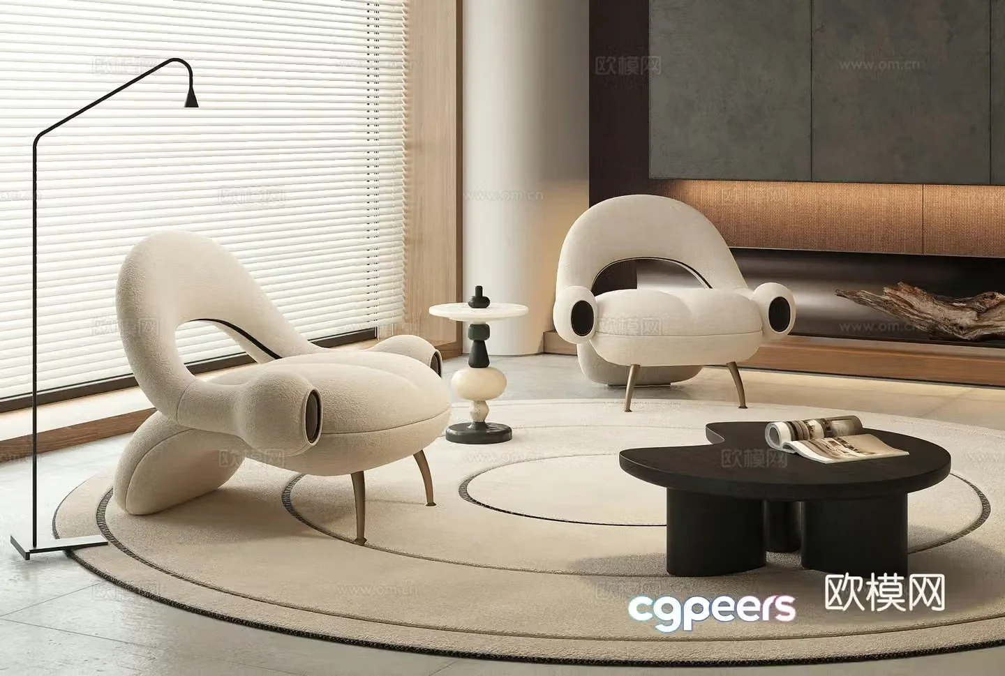 Modern sofa Single sofa Casual sofa Carpet Side and corner 3D model
