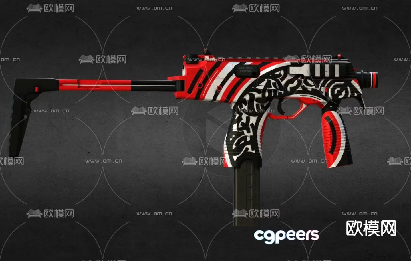 Red pistol toy rifle 3d model