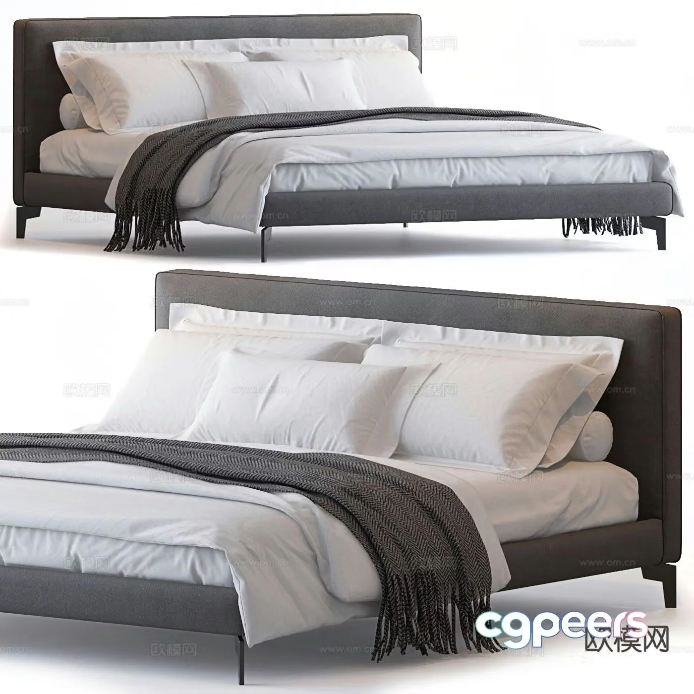 Minimalist double bed 3d model
