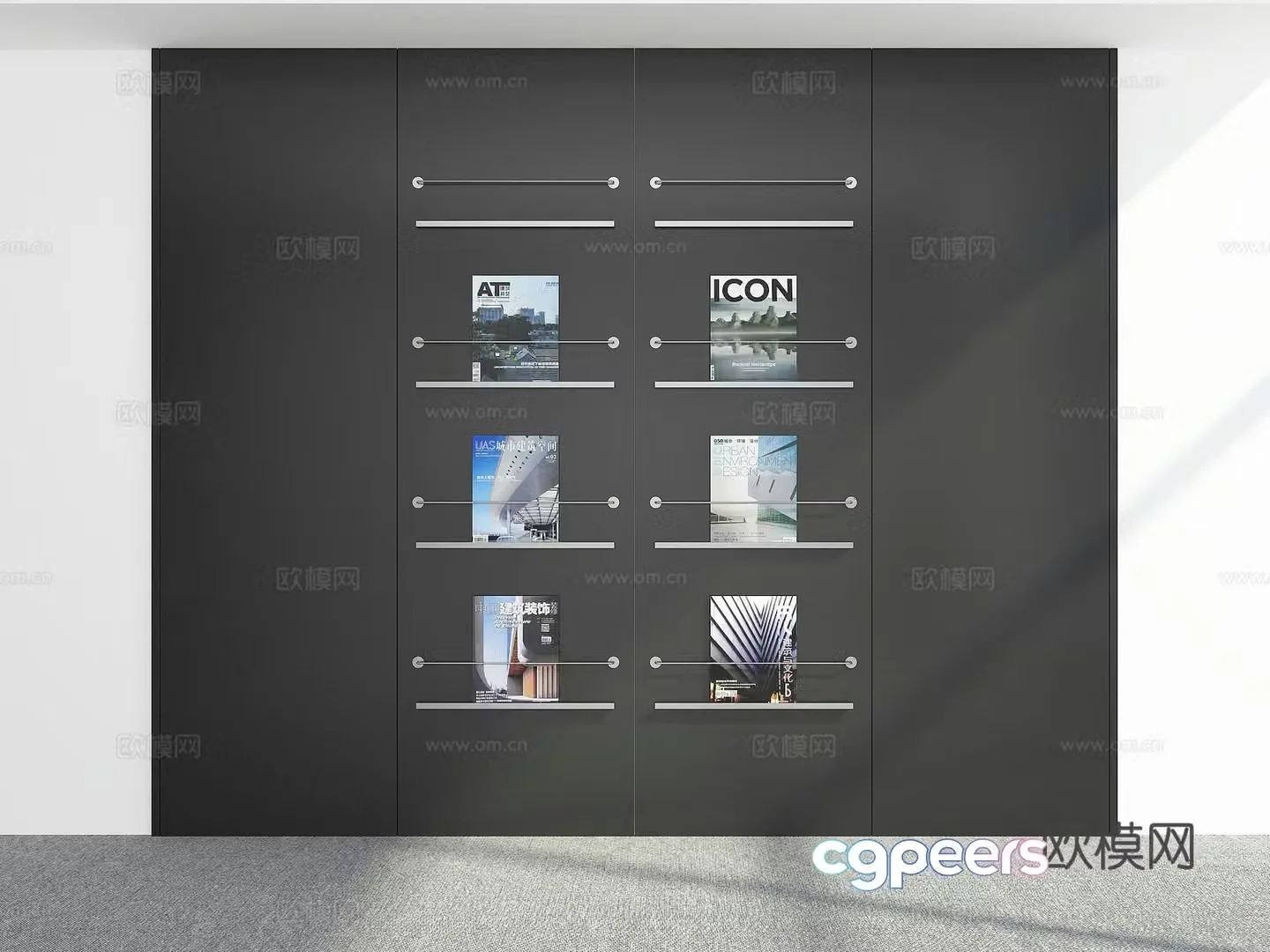 Modern bookshelf 3d model