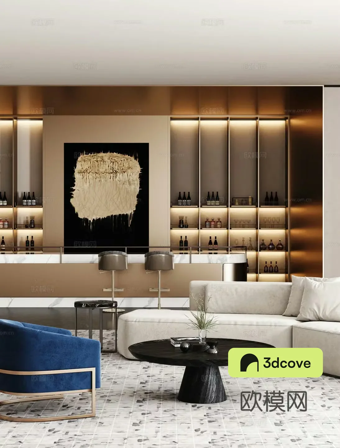 Light luxury sales office reception hall water bar area