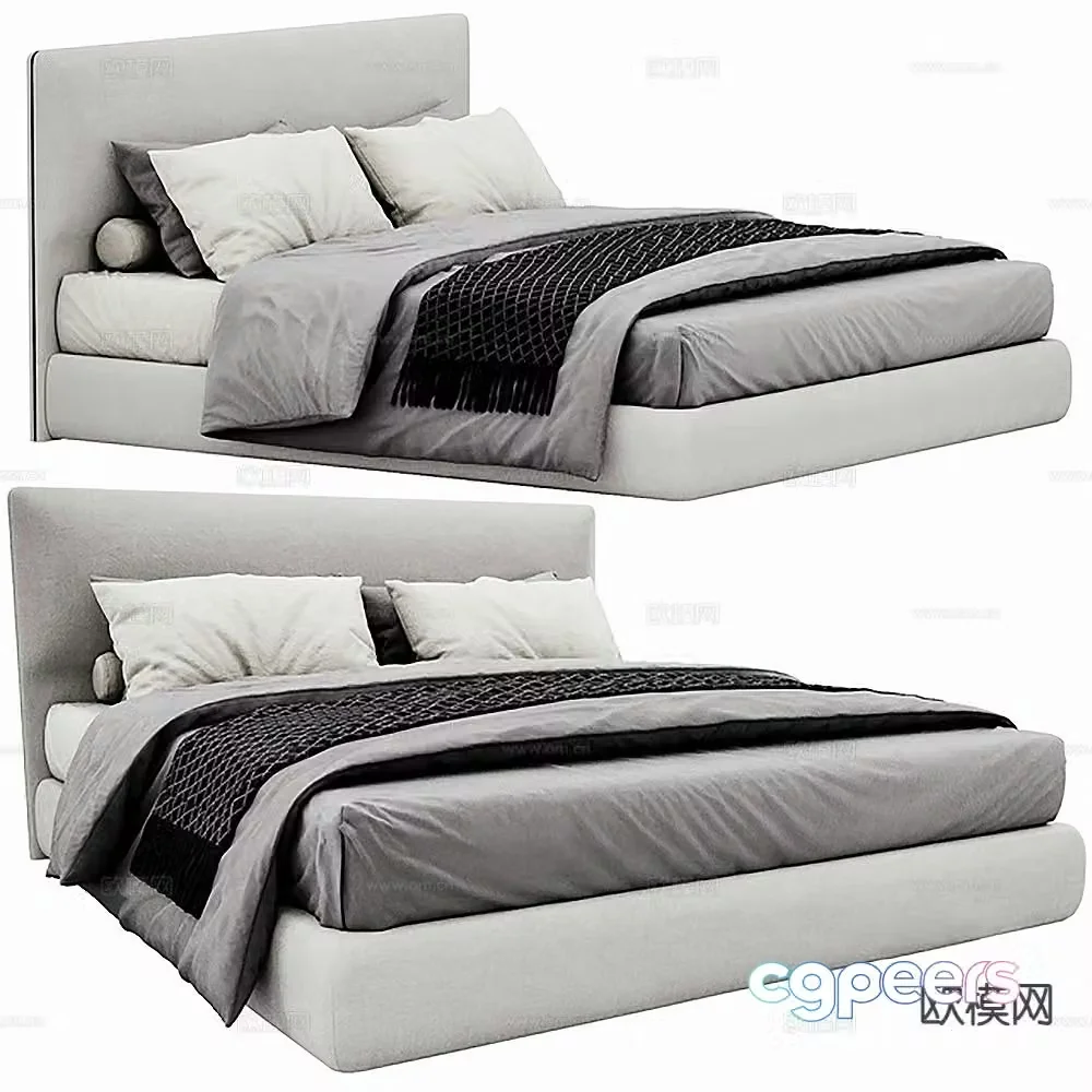 Modern double bed 3d model