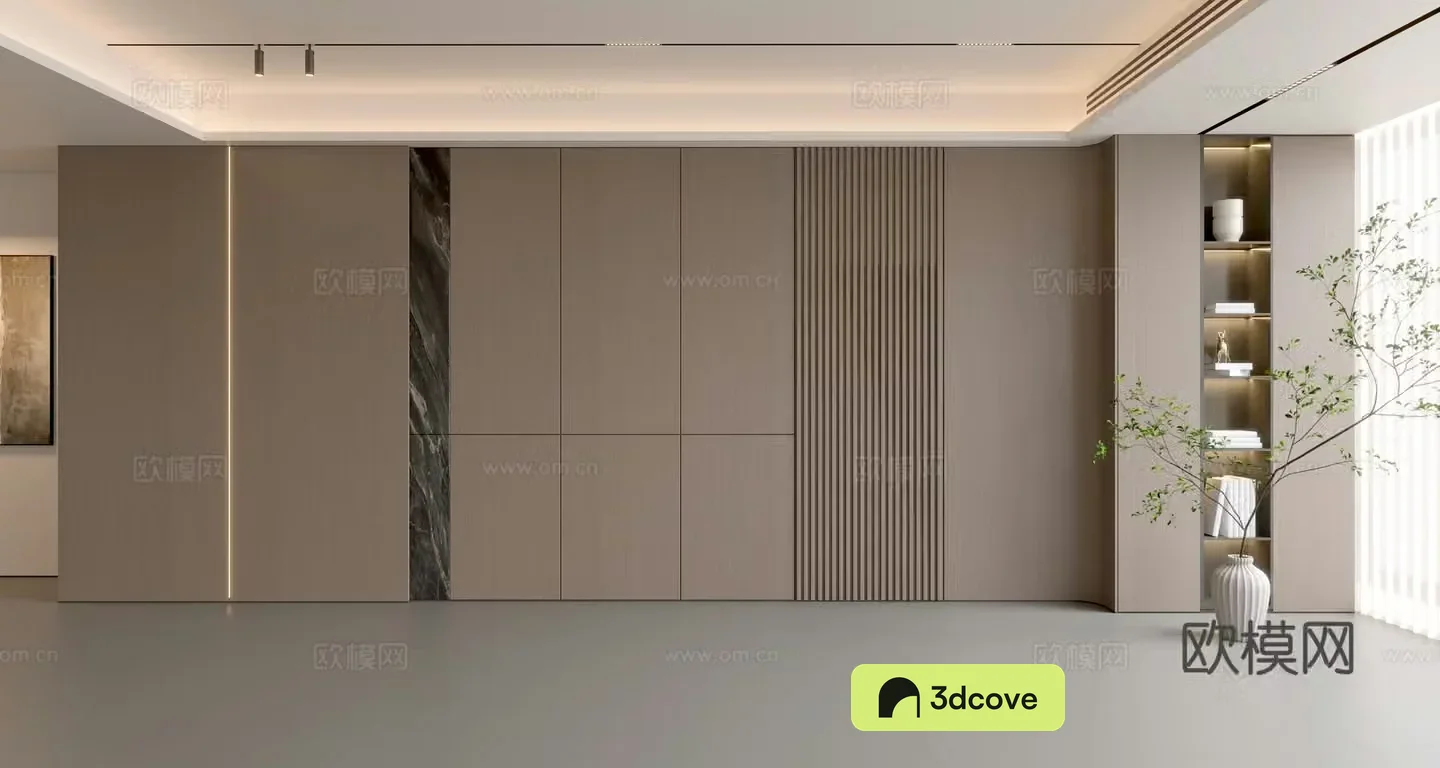 Modern simple sofa background wall modern ornament balcony cabinet living room cabinet wood veneer background wall