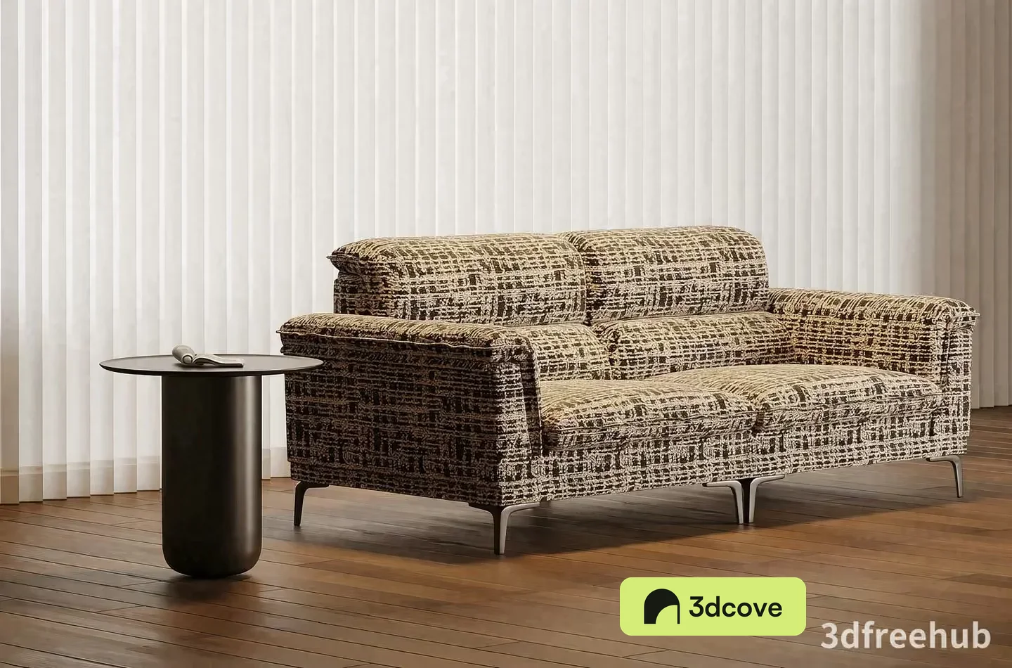 A Modern Couch With A Unique Pattern