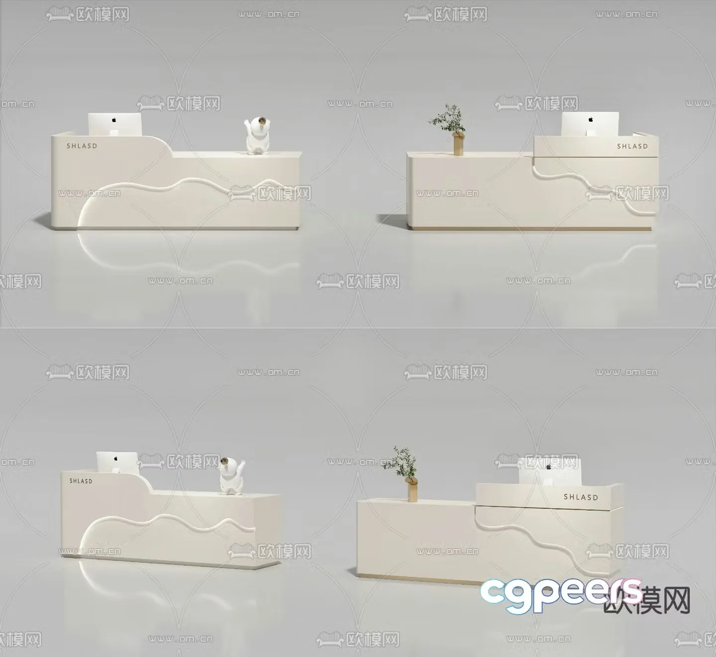 Front desk reception desk cashier 3d model