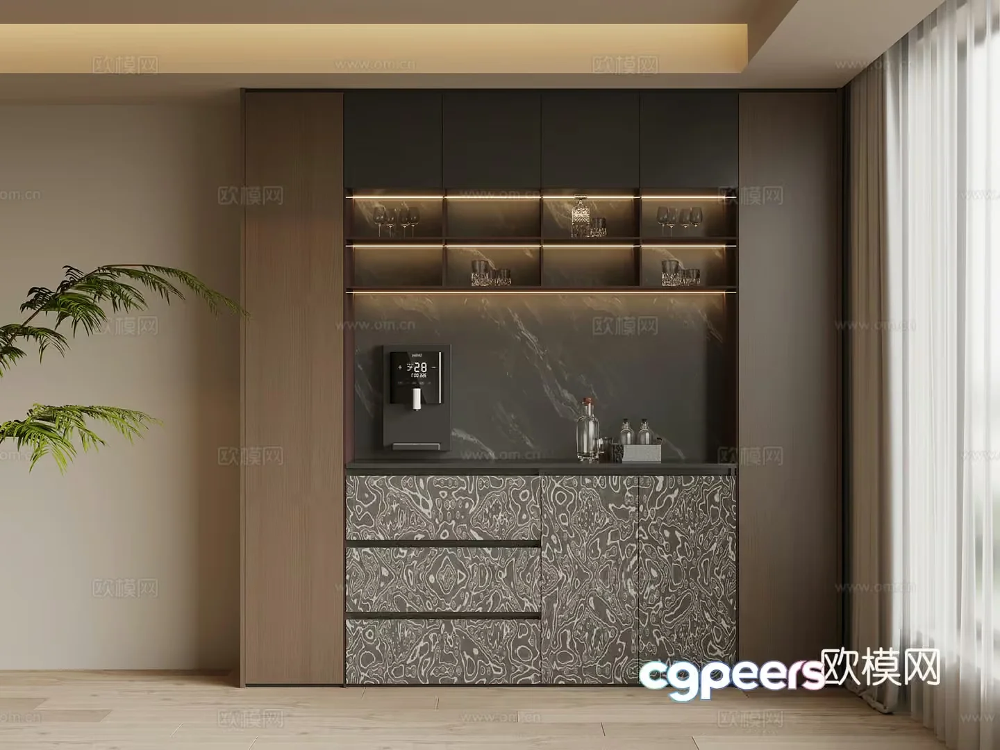 Modern Kitchen Decor 3D Model – 11174 – VRAY Render