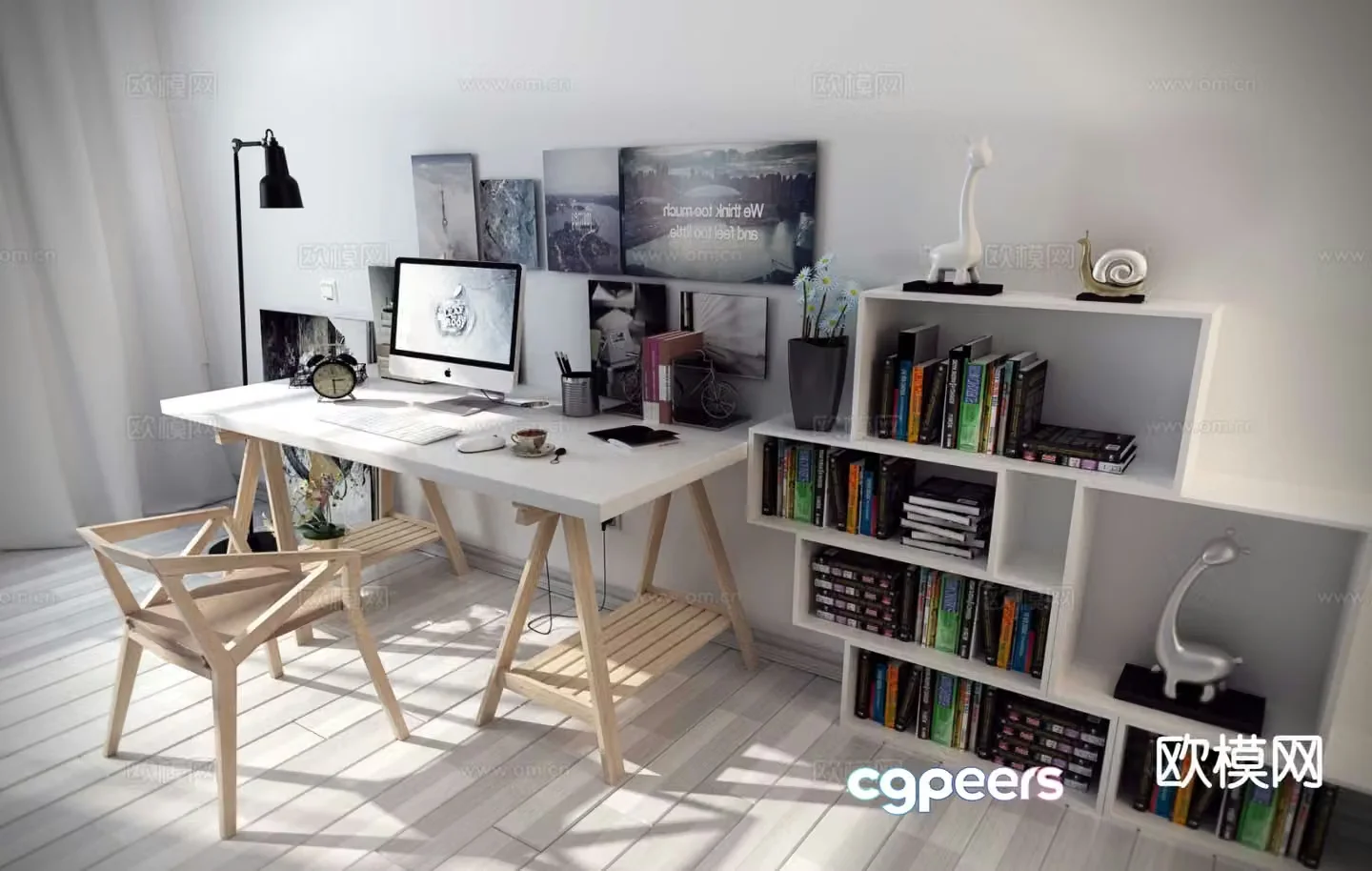 modern desk desk 3d model