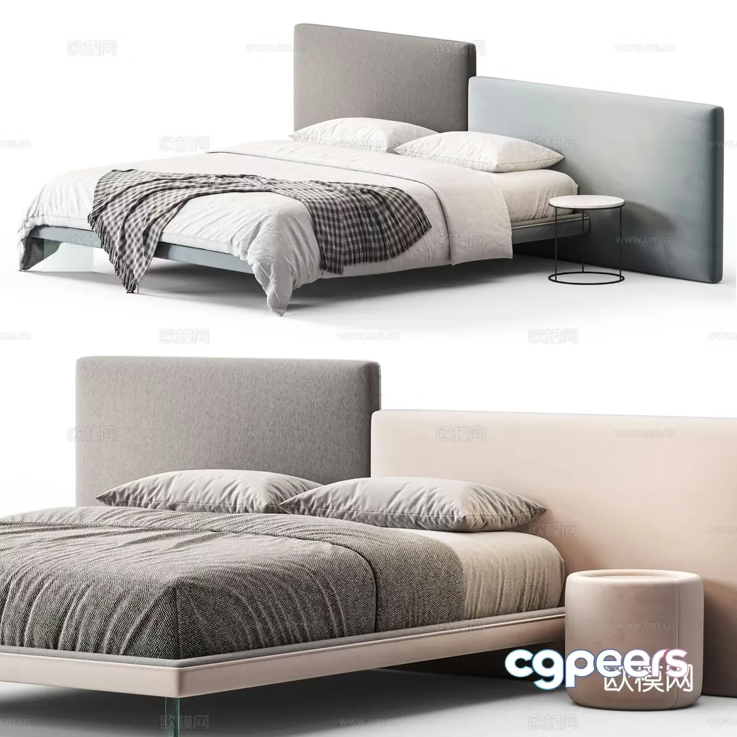 Diotti modern double bed 3d model