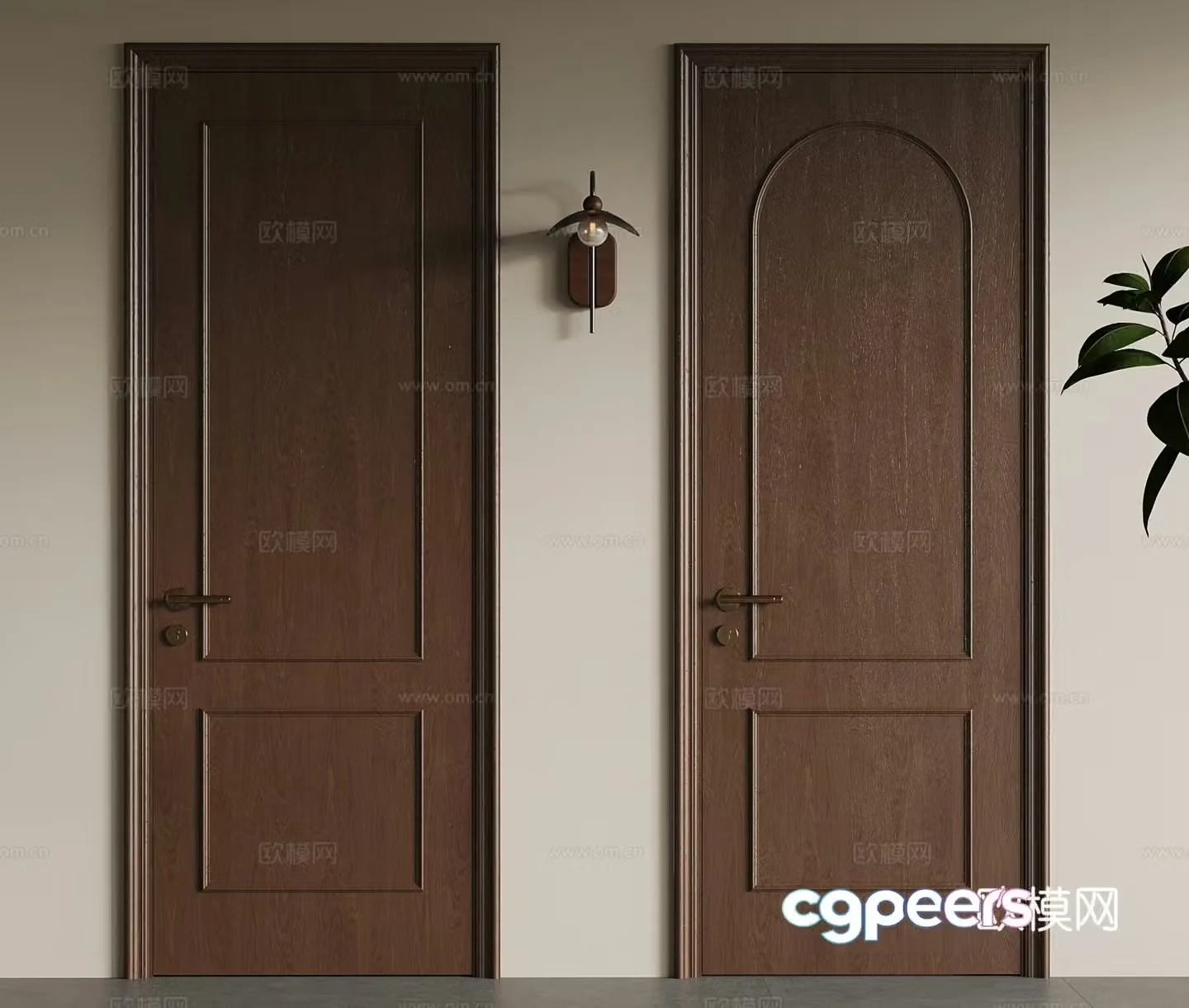 Medium style single-opening interior door 3D model