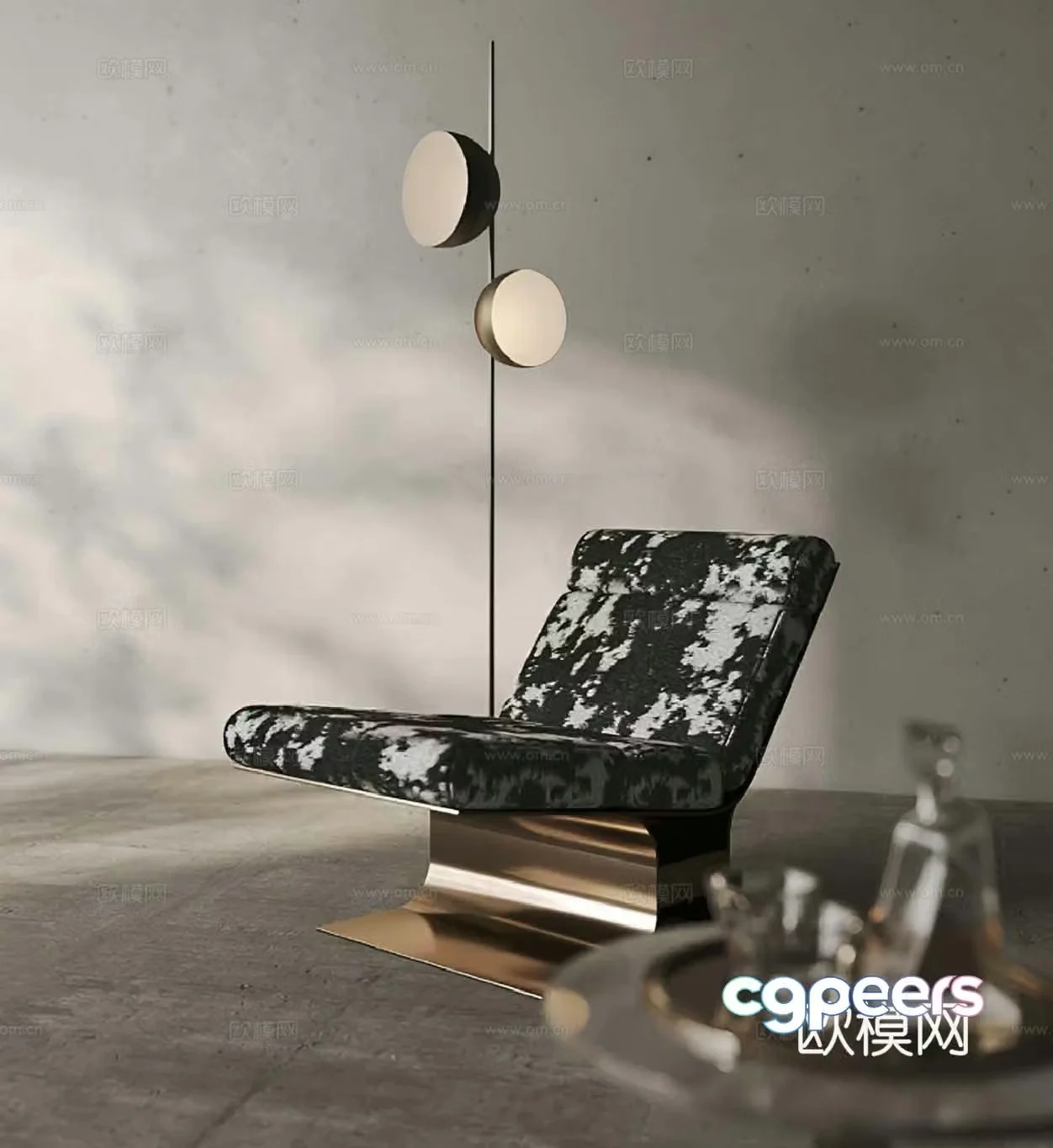Light luxury leisure chair armless chair 3d model