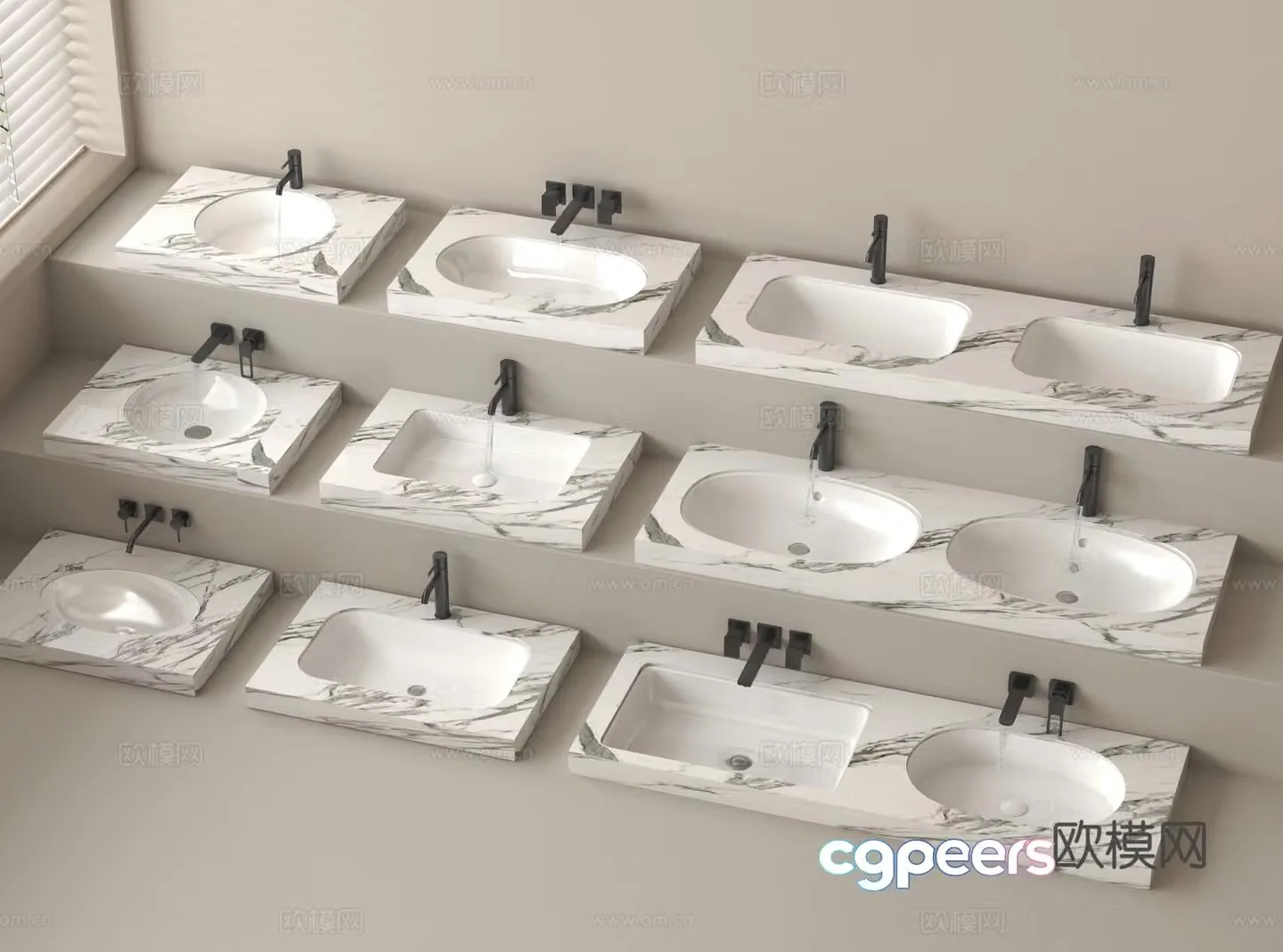 Washbasin Washbasin Washbasin Double Basin 3D Model