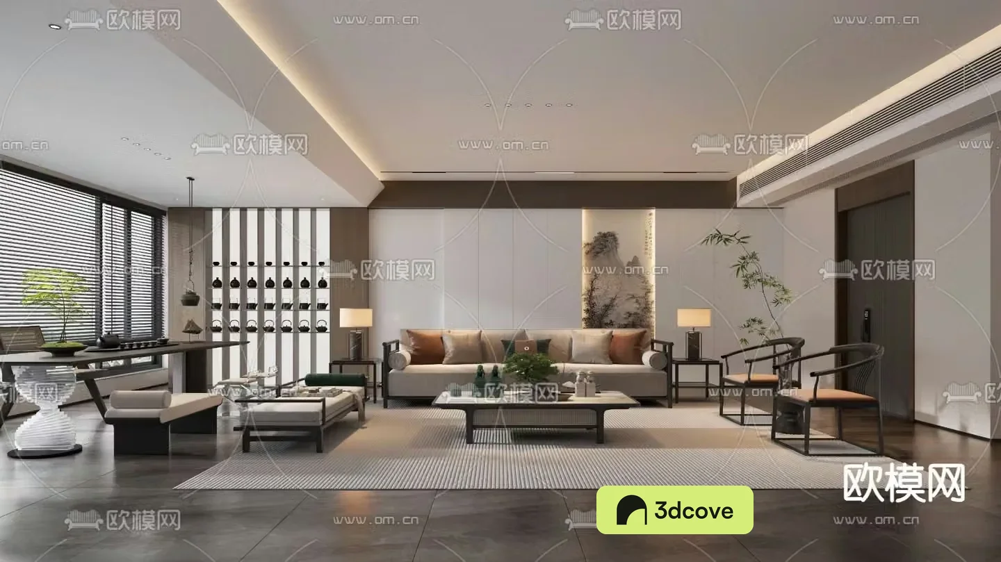 New Chinese style living and dining room