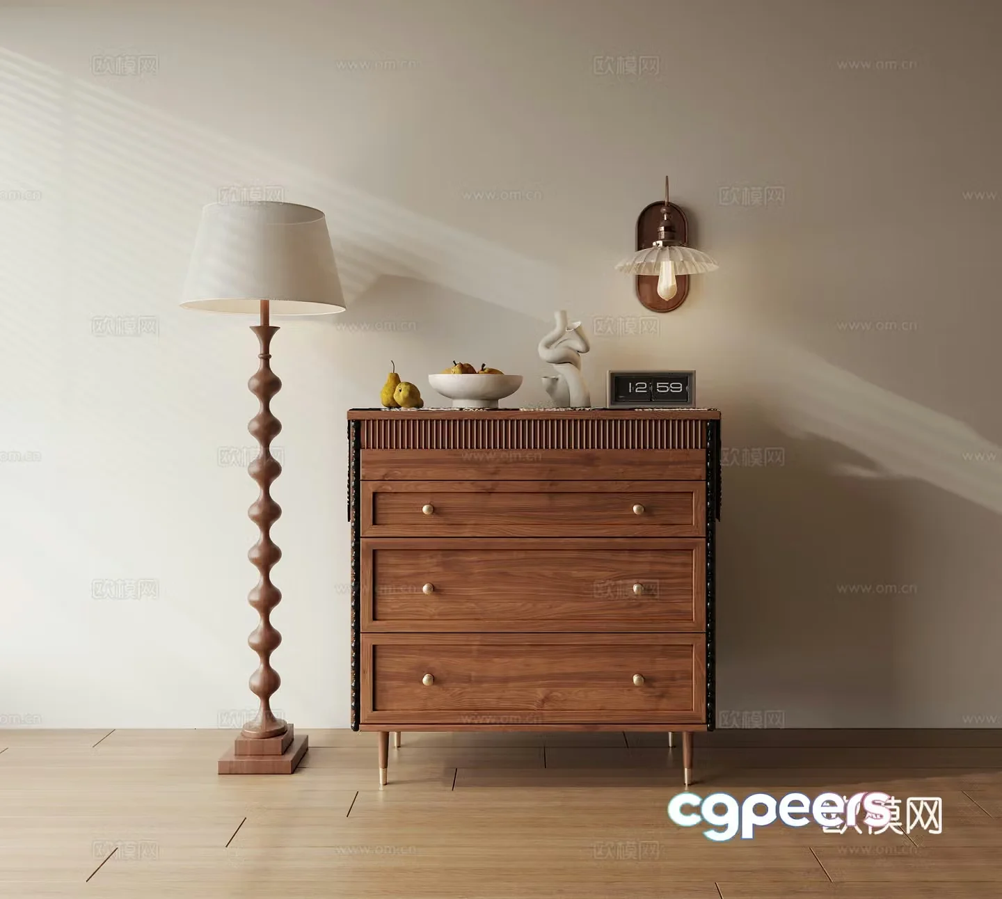 Low cabinet chest of cabinet decoration cabinet floor lamp ornament 3D model