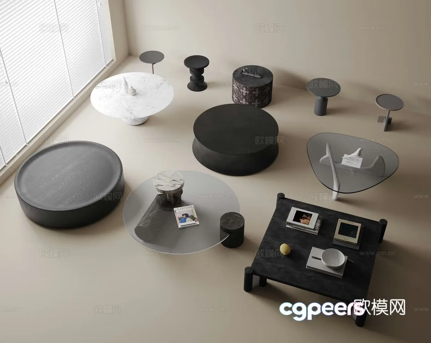 Modern coffee table ornaments side table 3d model