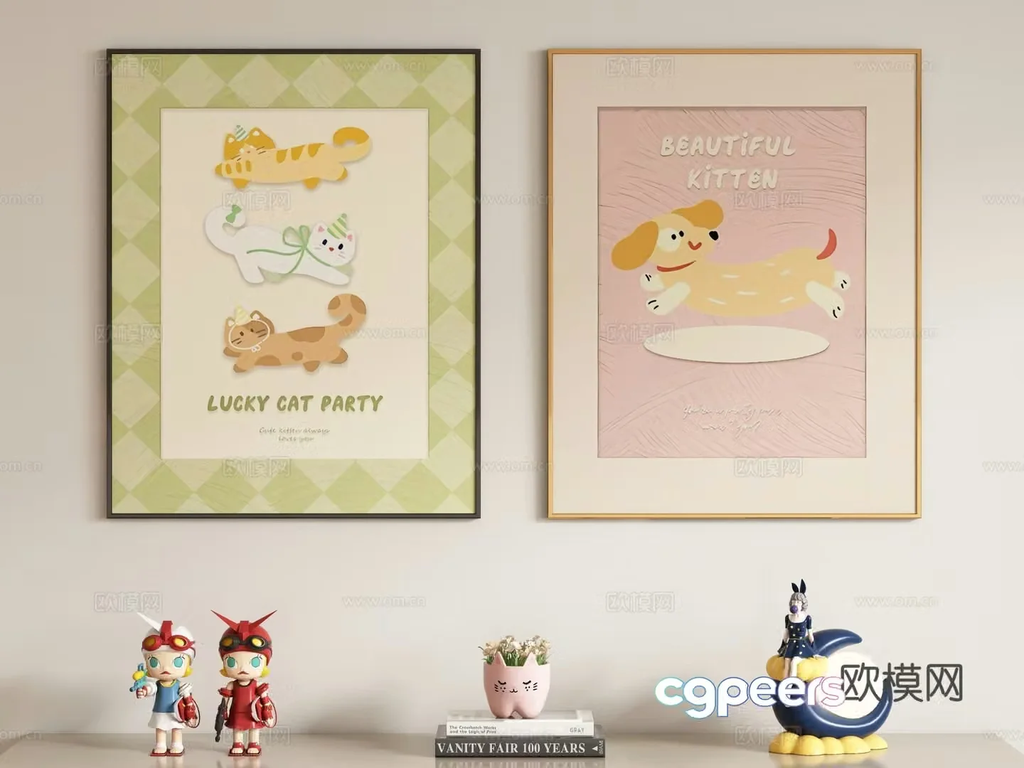 Modern cream style children’s decorative painting hanging painting 3d model