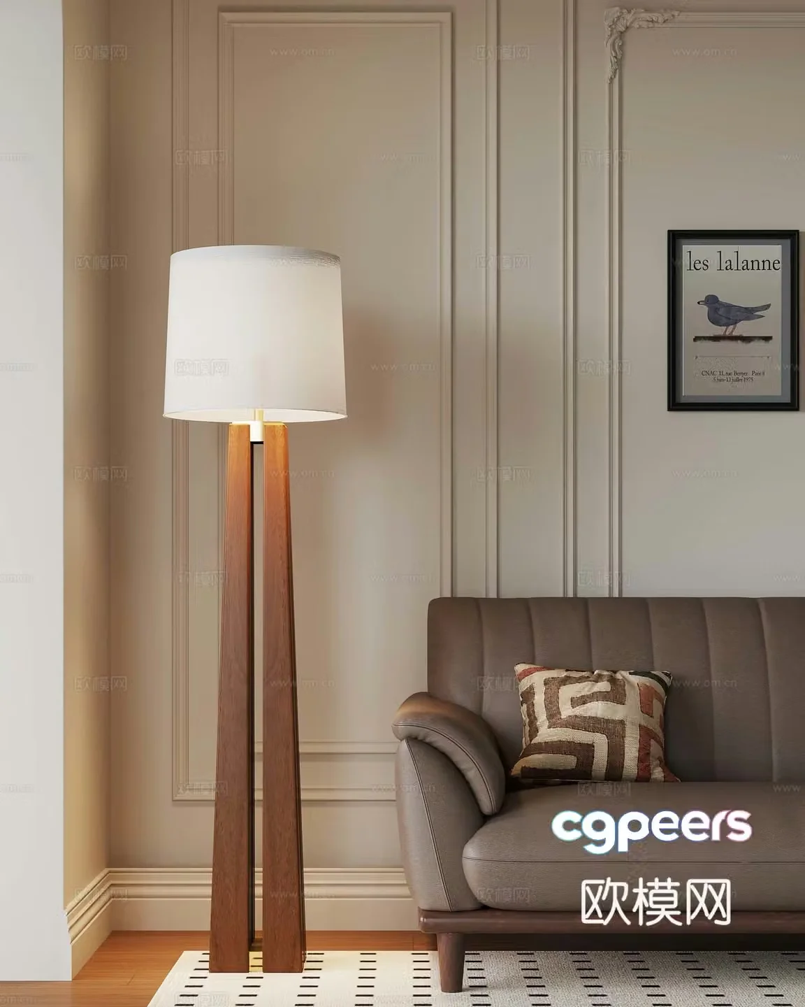 06 French floor lamp Middle style floor lamp 3D model