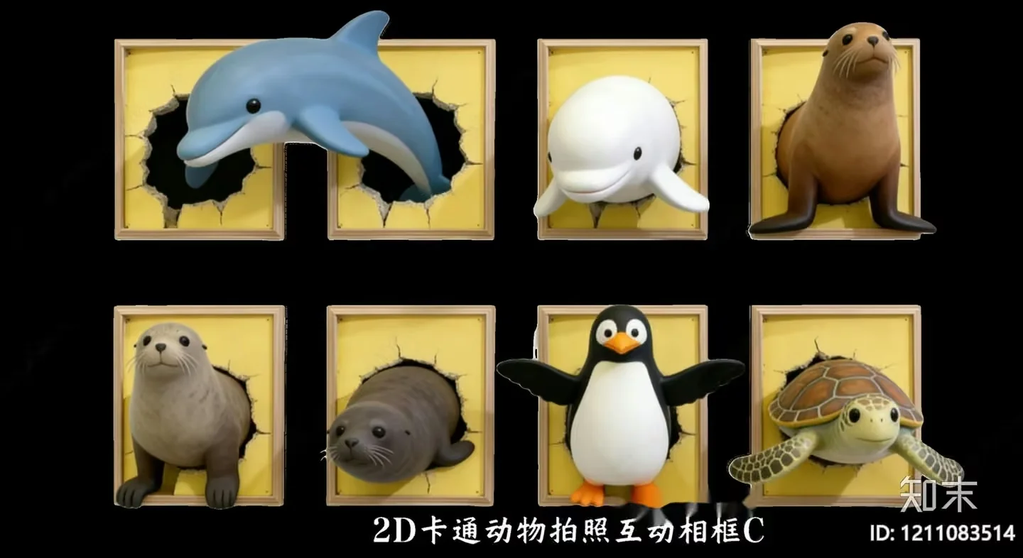 The Main Subject Is A Collection Of Cartoon Sea Creatures 3D Model – 20760 – VRAY Render