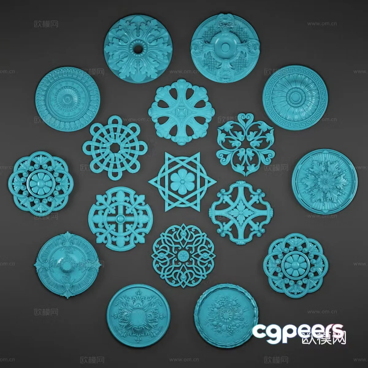 European style carving combination 3D model