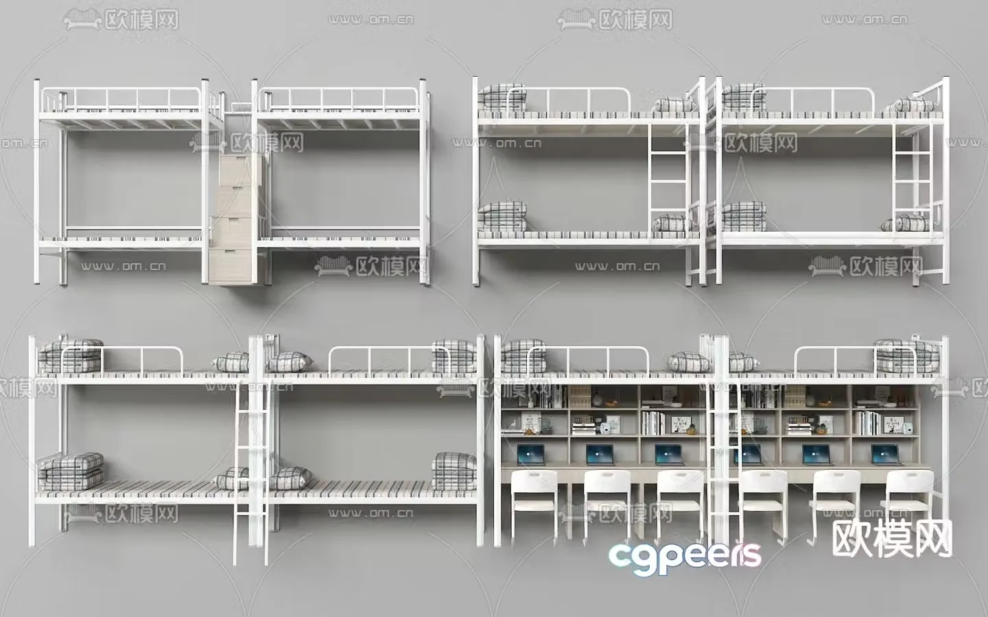 Dormitory bed bunk bed bunk bed 3d model