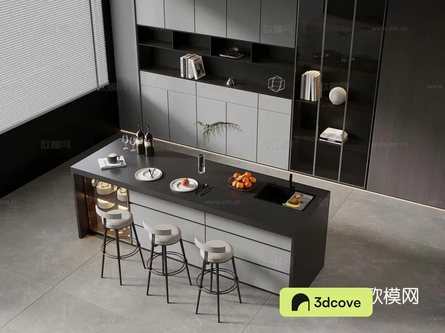Island modern and simple island bar dining table chair