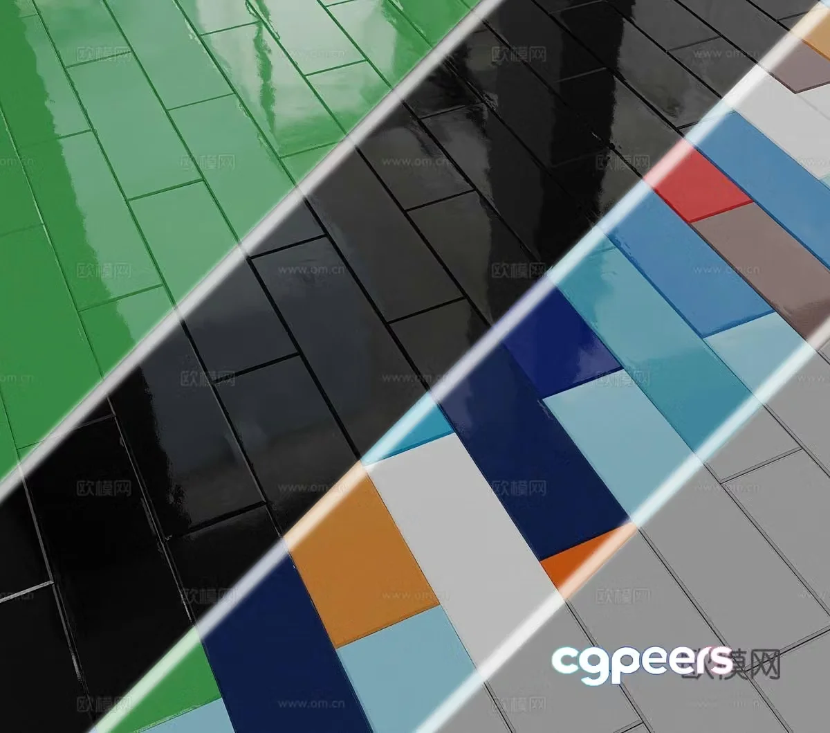 Foreign bathroom bricks handmade bricks long bricks parquet tiles ceramic tiles antique tiles 3D model