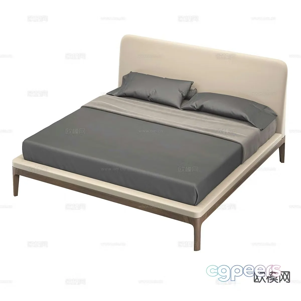 Modern minimalist double bed 3d model