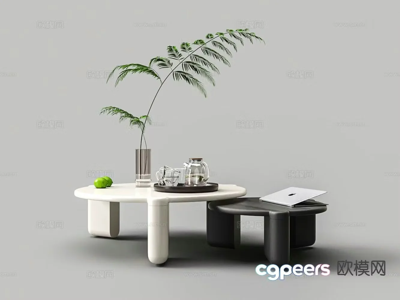 Modern double coffee table 3d model
