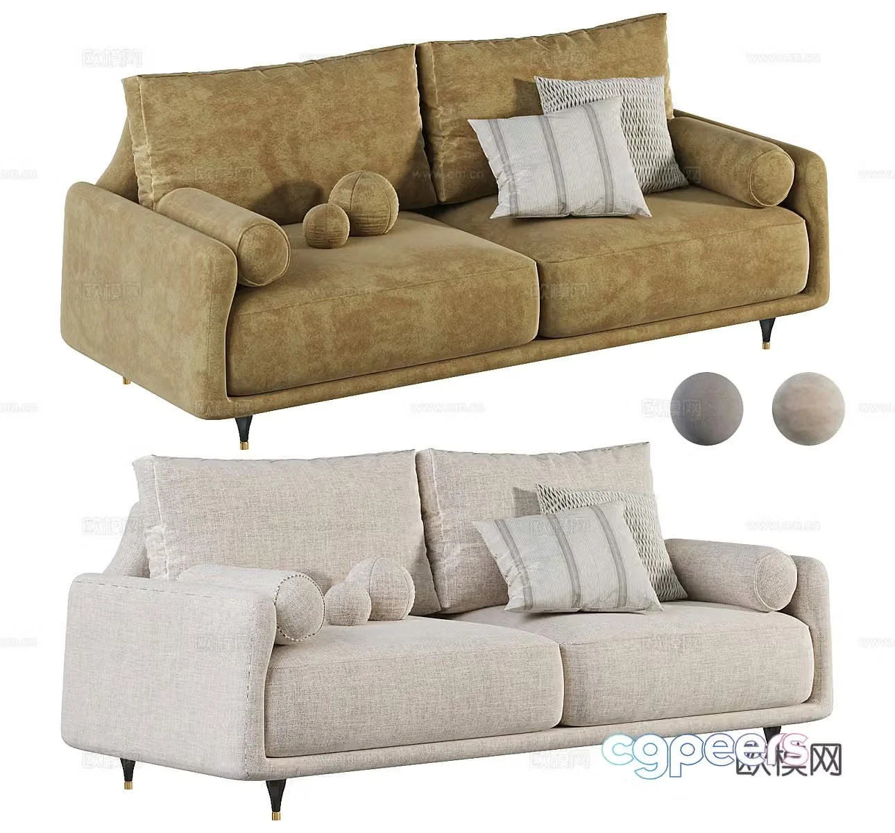 Fabric double sofa casual sofa small sofa living room sofa office sofa 3d model