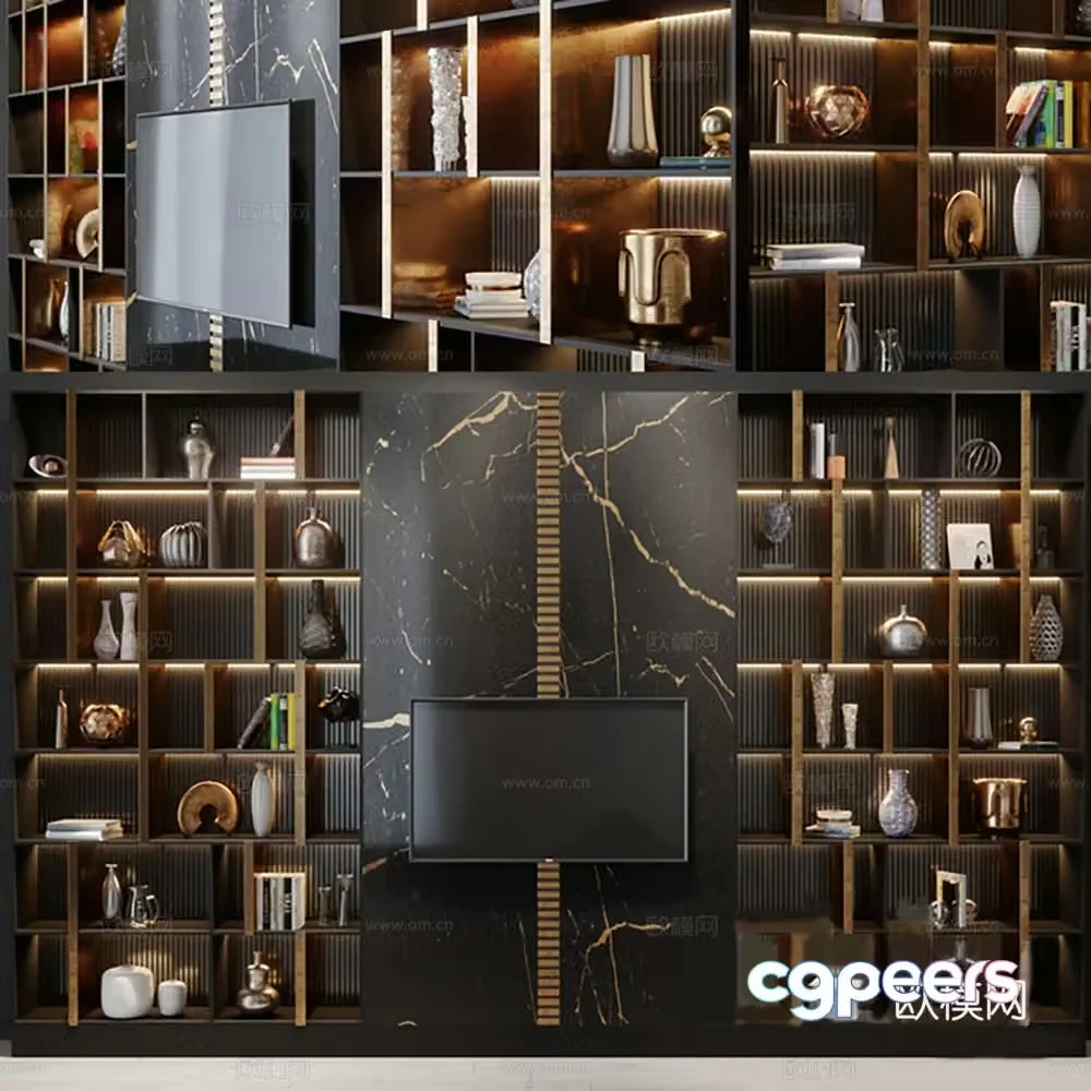 TV cabinet full wall TV cabinet bookcase 3d model