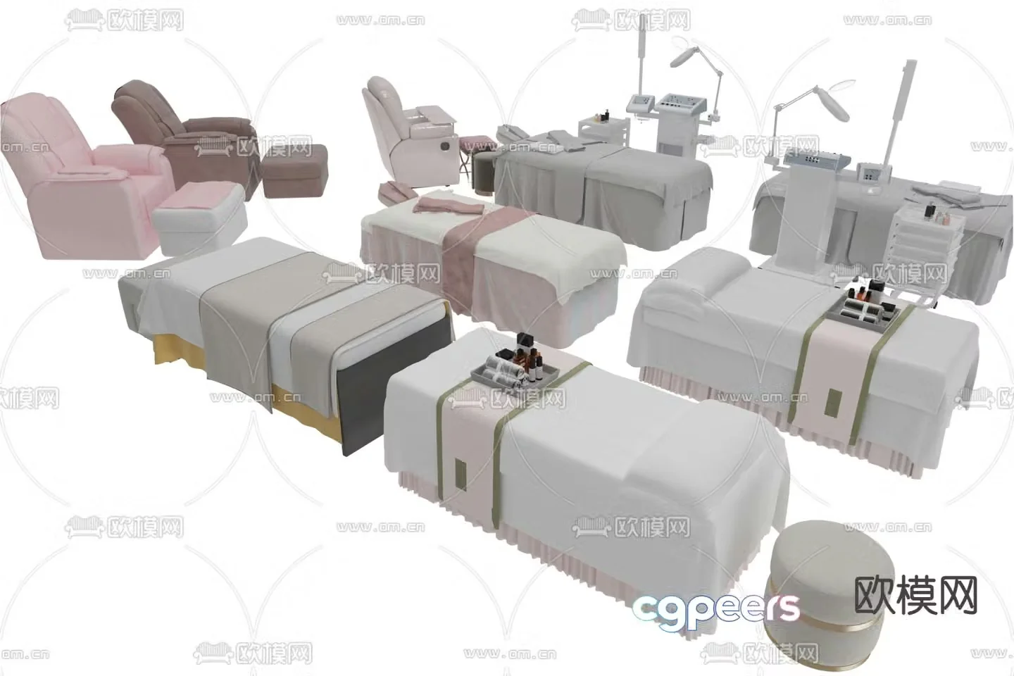Massage bed beauty bed 3d model