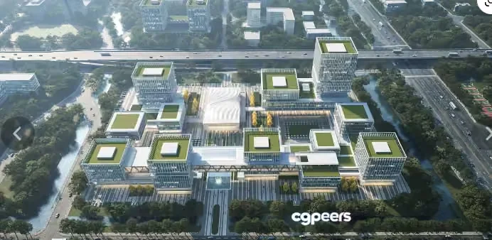 A Large Building Complex With A Modern Architectural Style 3D Model – 2050 – VRAY Render