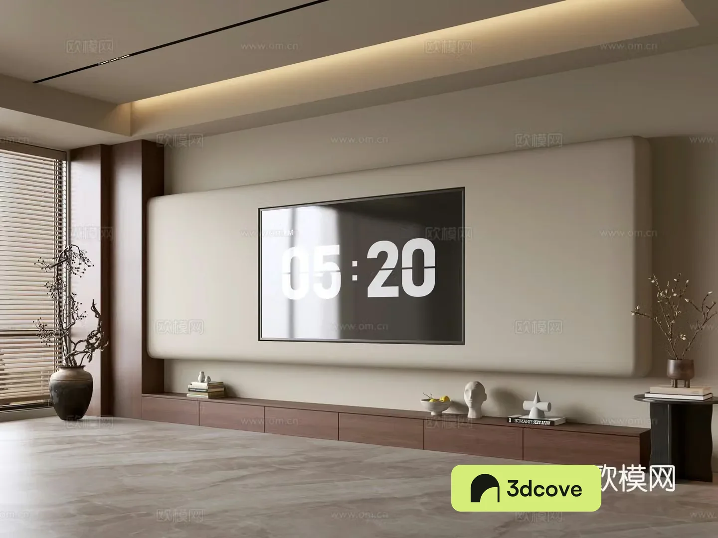Wasabi Middle Style TV Cabinet TV Background Wall Overall Cabinet TV Background Wall Medal Style 3D Model