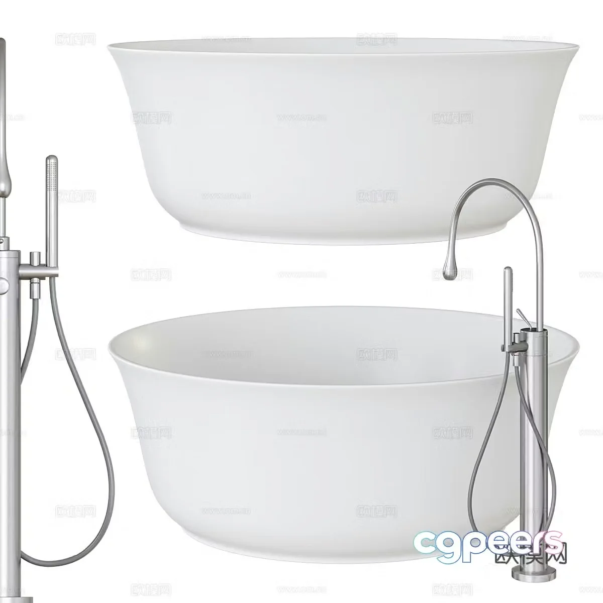 Modern light luxury round bathtub 3D model