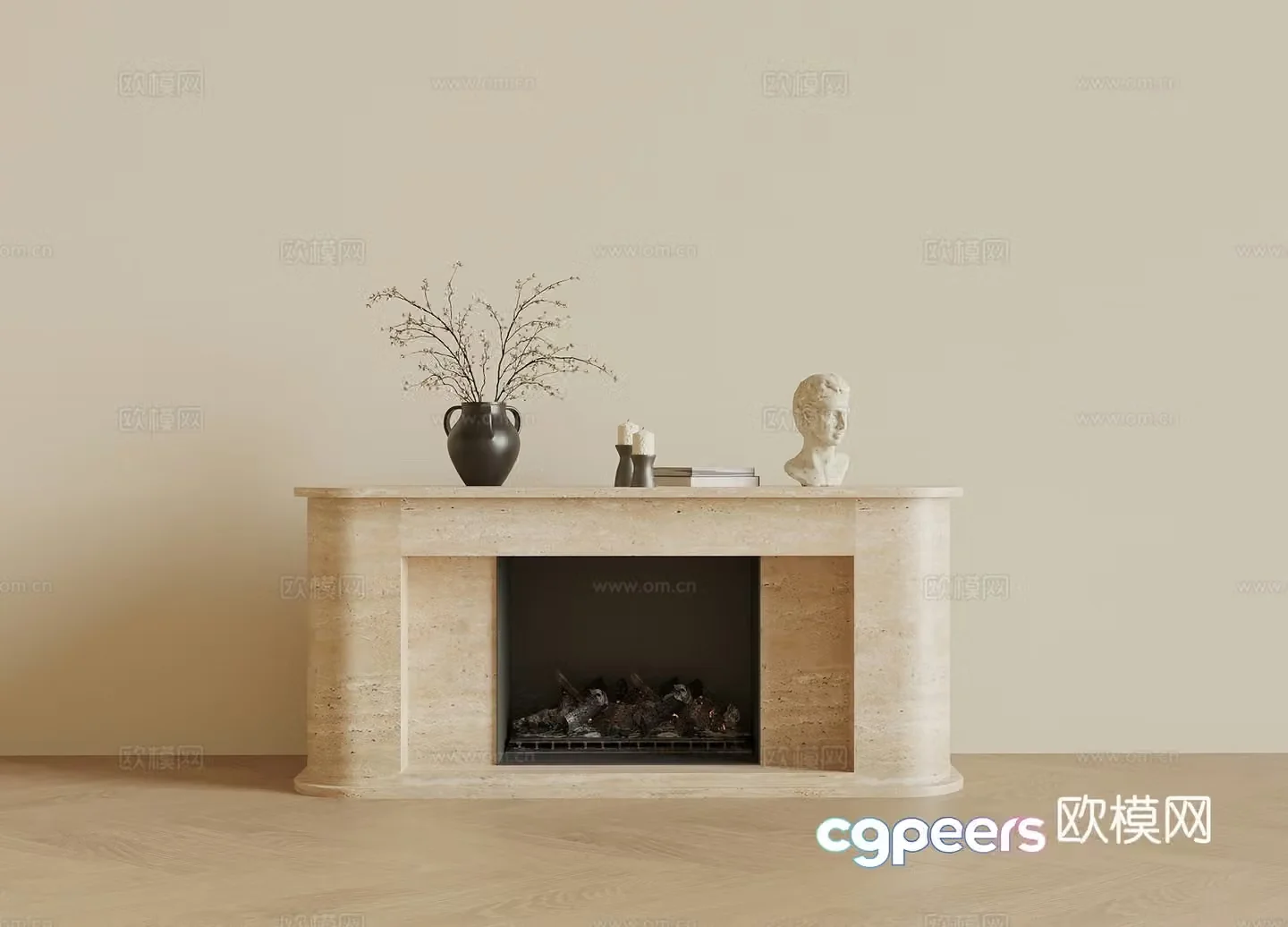 Wasabi Middle Style Fireplace Stove 3D Model