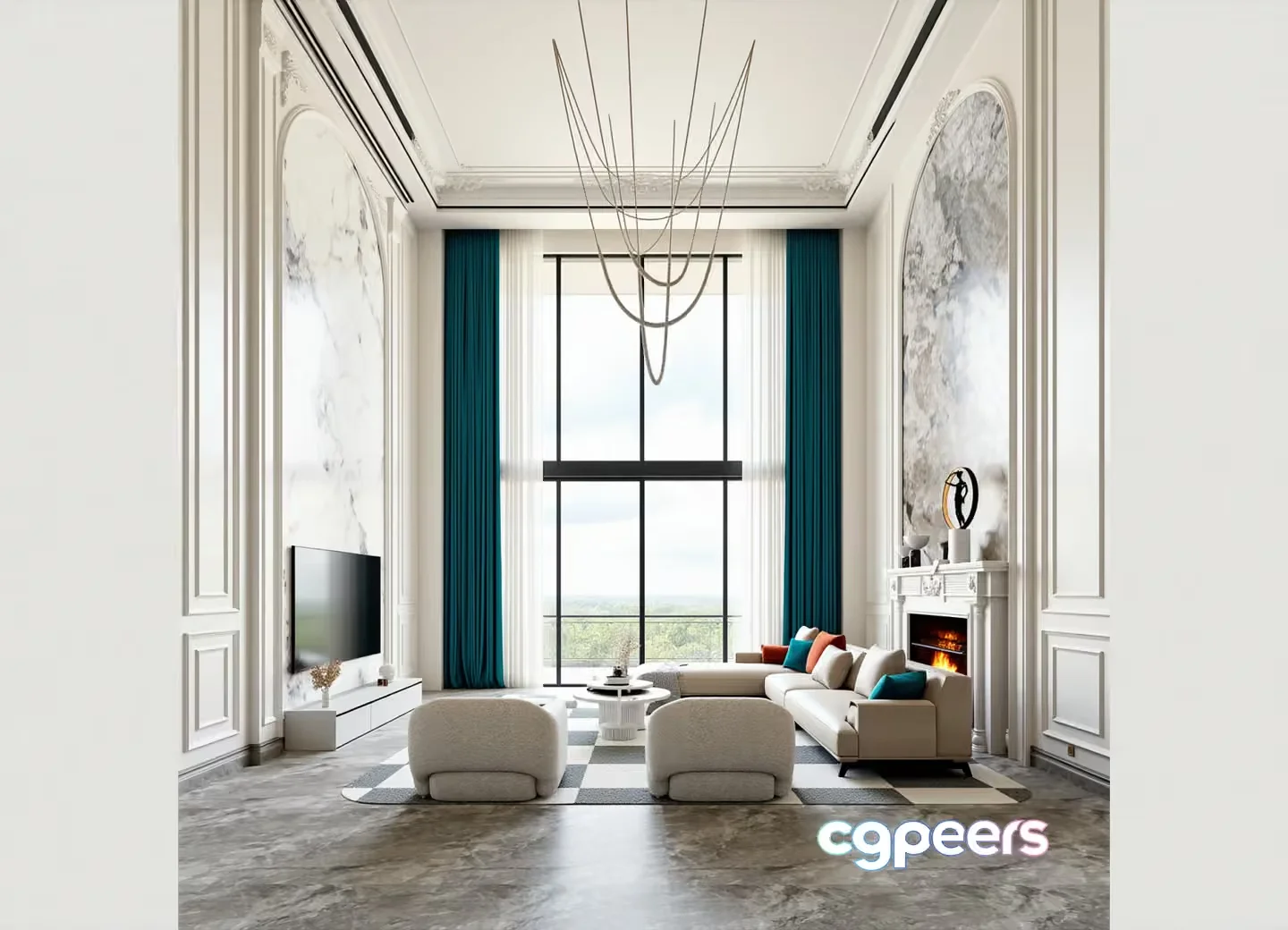 Modern Living Room 3D Model – 12901 – VRAY Render