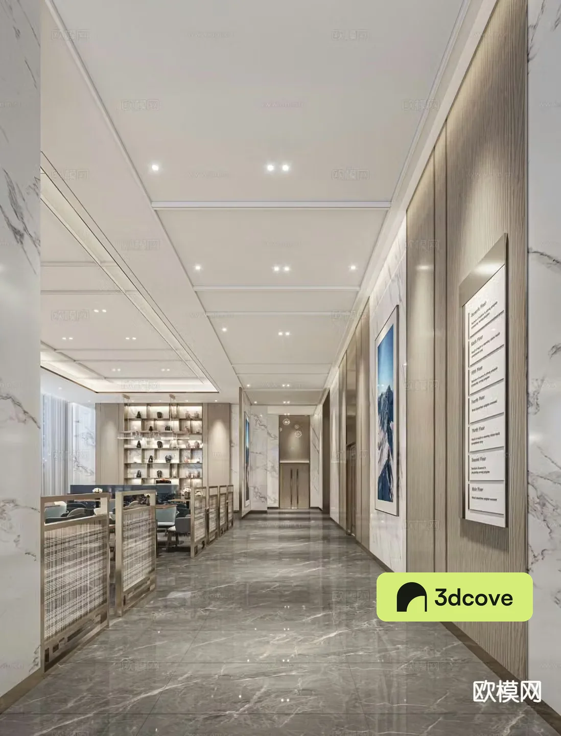 Modern sales office corridor passage