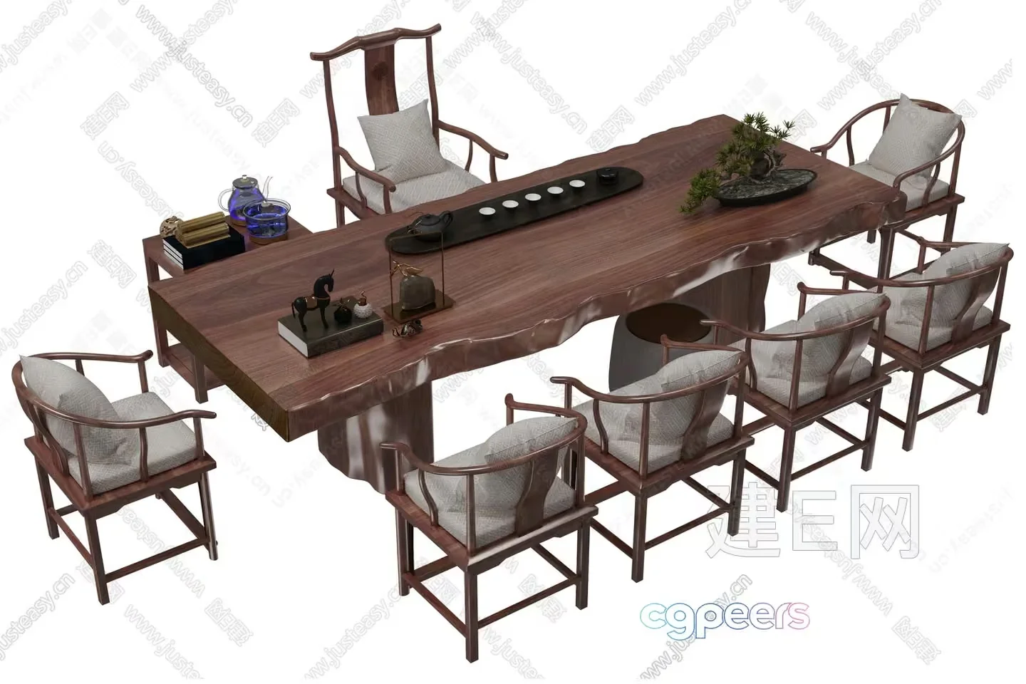 Wooden Dining Table 3D Model – 2216 – VRAY Render