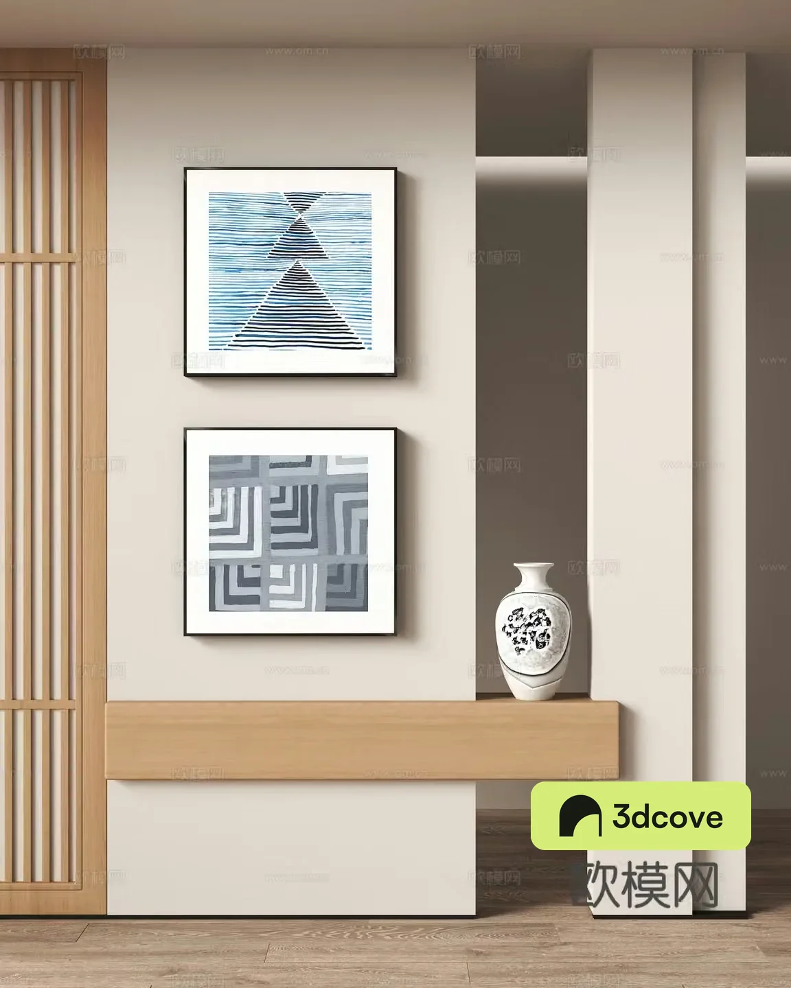 Wasabi style decoration hanging painting Japanese style hanging painting 3D model