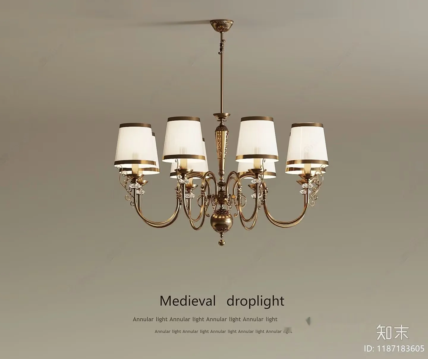 Gold Light Fixture 3D Model – 666 – VRAY Render