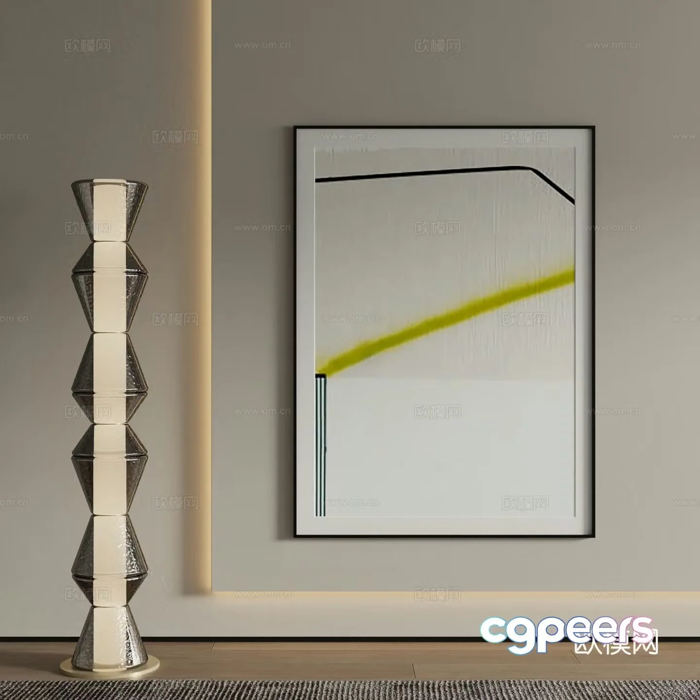 Modern abstract painting Decorative painting 3d model