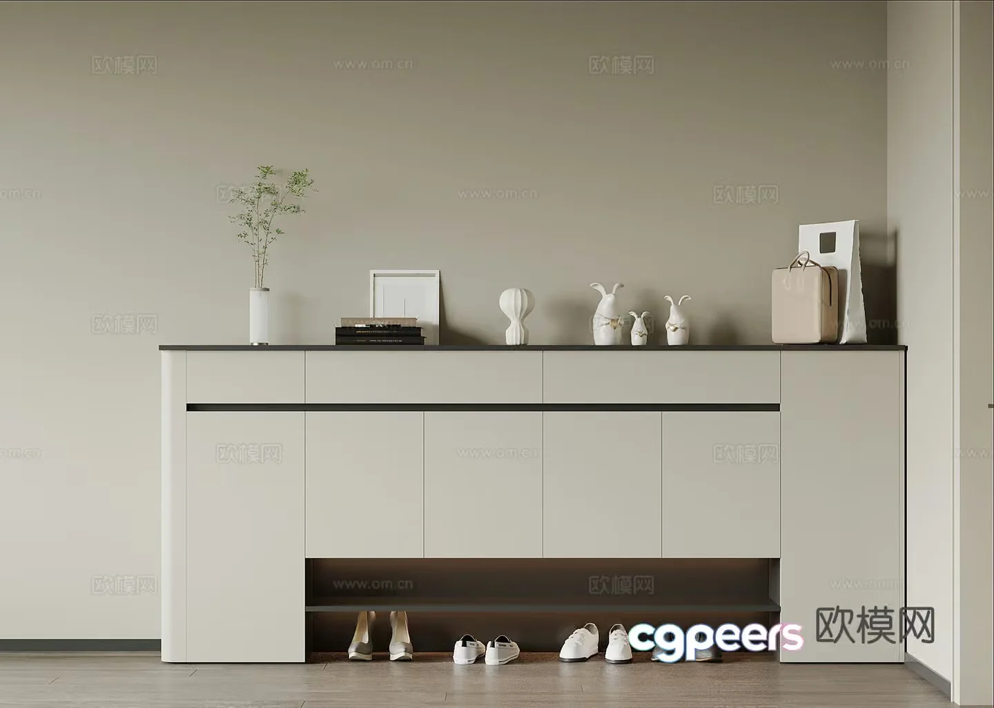 Modern Shoe Cabinet 3D Model – 1277 – VRAY Render