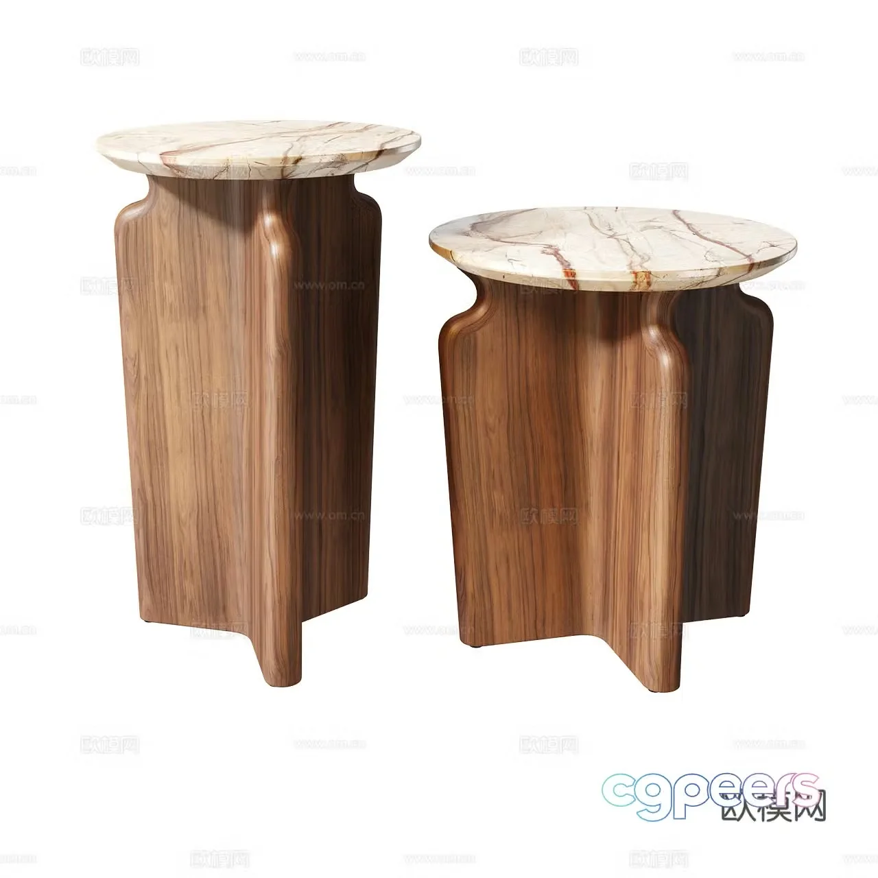 Porada Minimalist side table Retro side table Marble side table Walnut side table 3D model