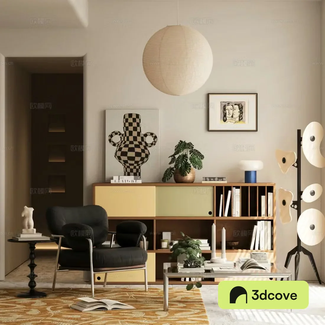 Middle-aged style chest cabinet Middle-aged style porch cabinet end view porch cabinet retro style decorative cabinet side cabinet 3D model