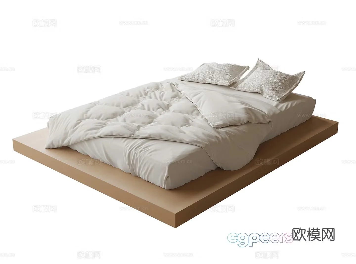 Modern tatami bed single bed 3d model